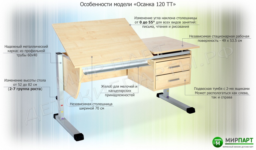 Растущая парта осанка 120